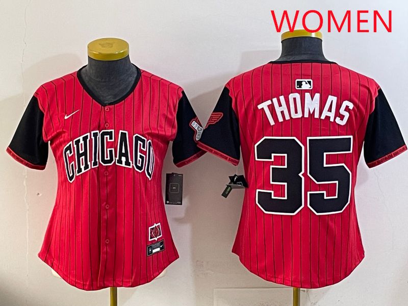 Women 2025 Chicago White Sox #35 Thomas Red Joint Name Nike MLB Jersey style 11->women mlb jersey->Women Jersey